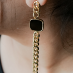 Black fringe drop-in-ear