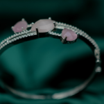 Pink Quartz gemstone cuff
